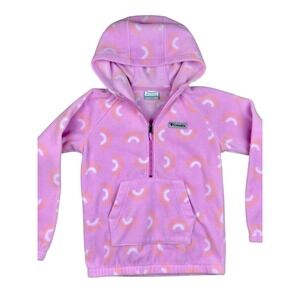 Columbia Quarter Zip Hooded Fleece Pink Rainbows M 10/12